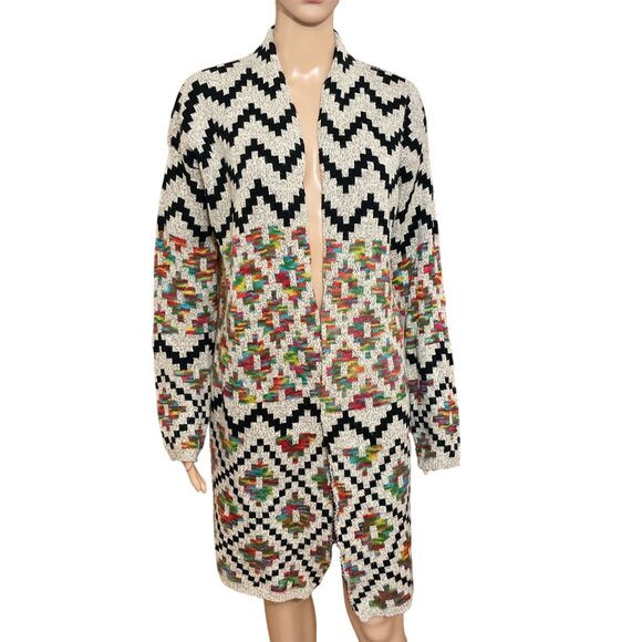 Dreamers Multicolor Zigzag Open Cardigan - Picture 1 of 3